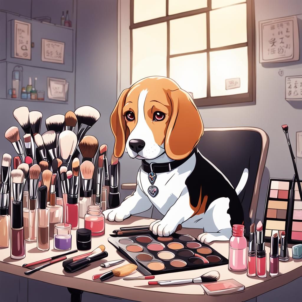 Beagle as Makeup Artist in Anime Style