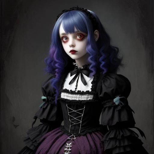 Creepy Cute Gothic Doll in Burtonesque Style