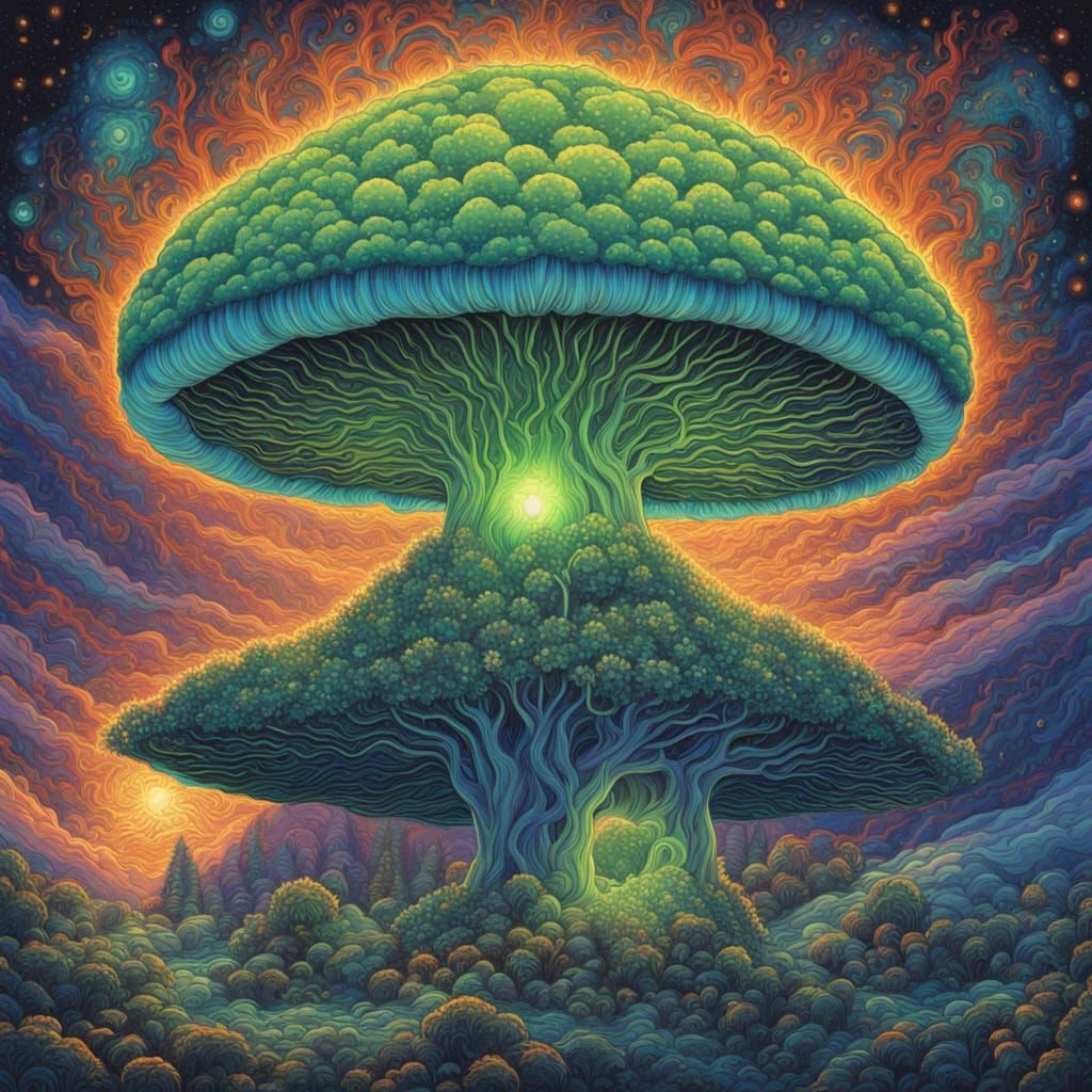 Cosmic Mushroom Cloud Through Nuclear Goggles