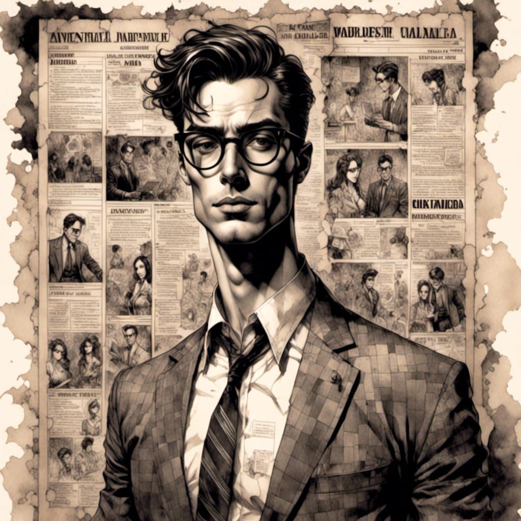 Clark Kent, Reporter, in Watercolor Comic Style