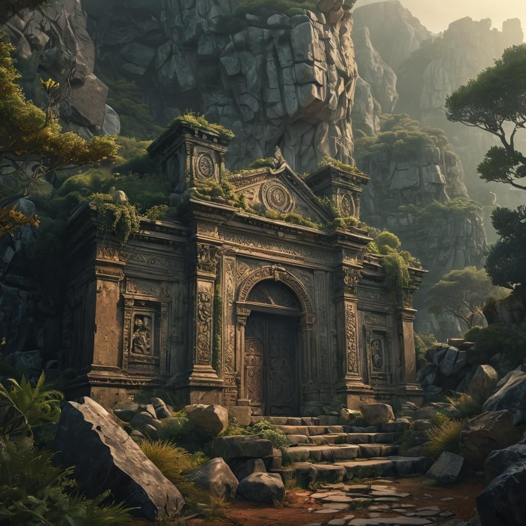 Ancient Tomb on Lesvos in Epic Fantasy Style