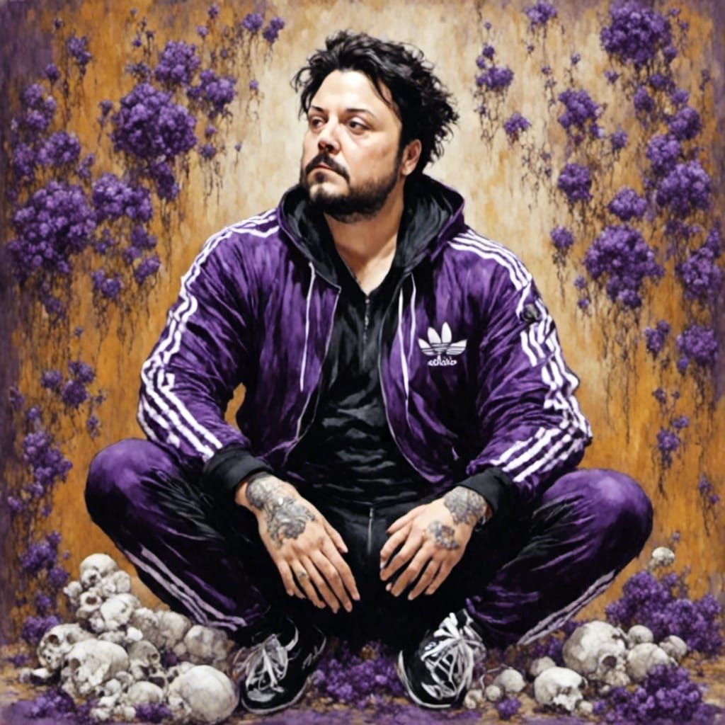 Black and Purple Adidas Tracksuit in Retro Style