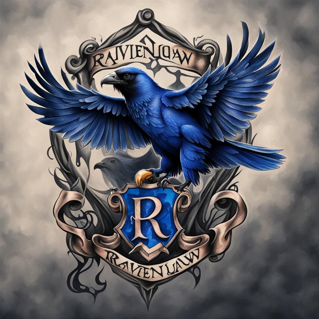 Realistic Ravenclaw Tattoo Design