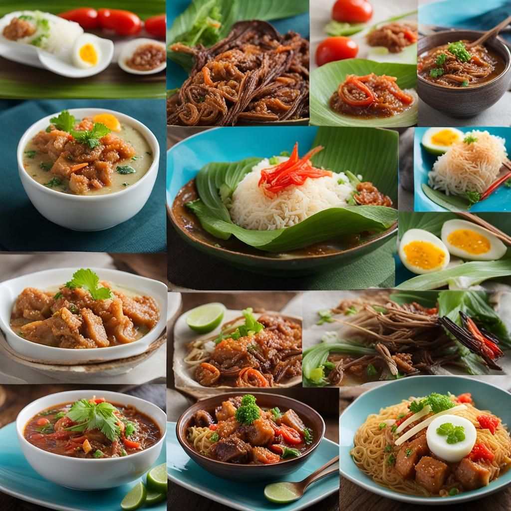 Appetizing Filipino Dishes Collage in Soft Blue