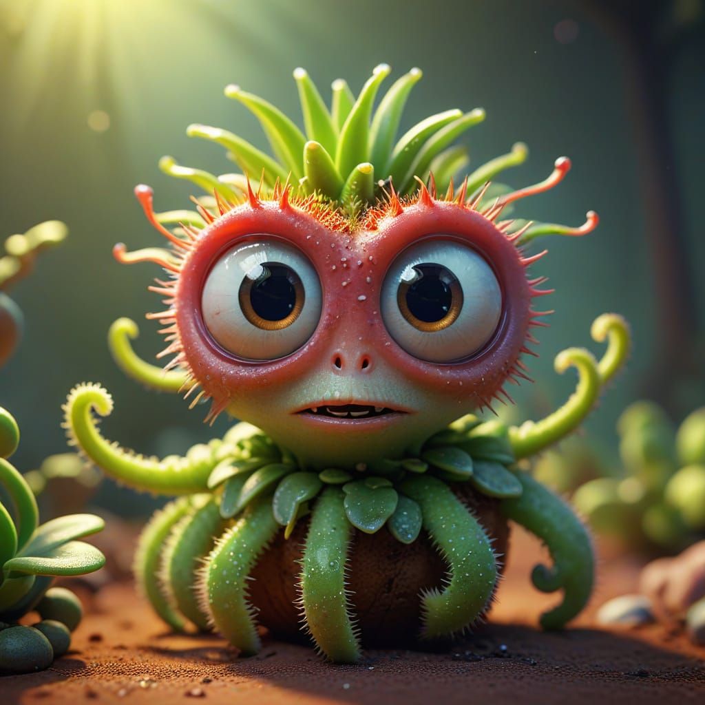 Cute Carnivorous Plant Discusses Biology in Pixar Style