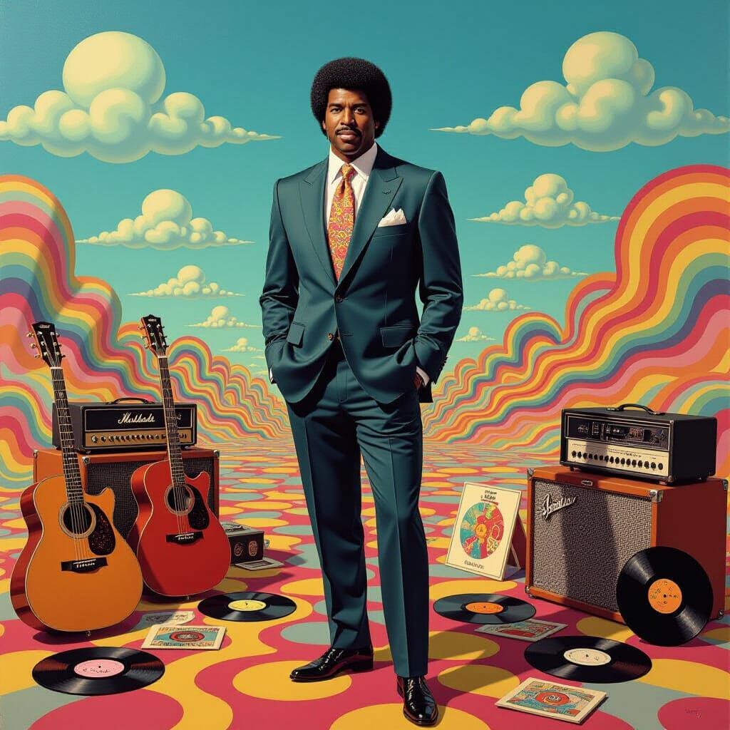 Magic Johnson in Psychedelic Beatles Art