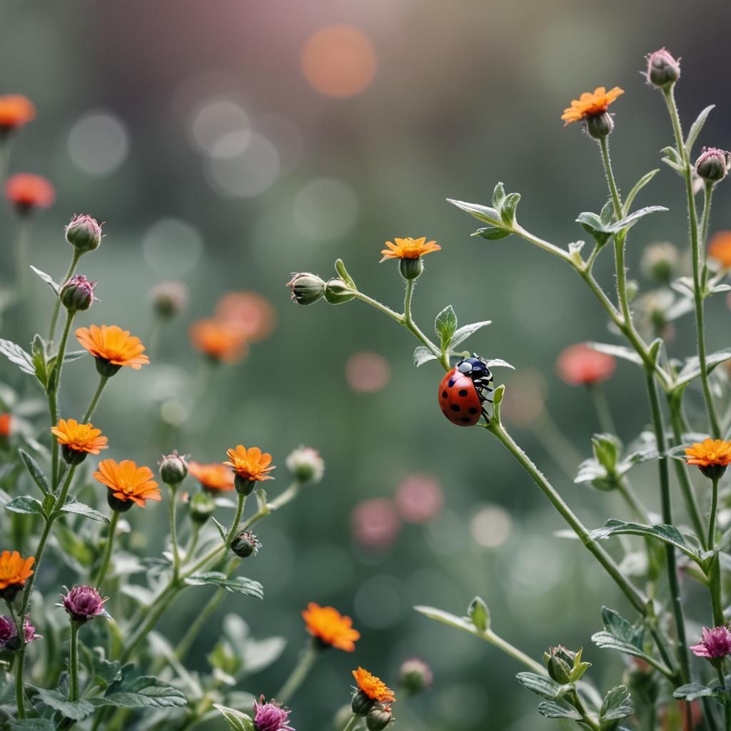Ladybug on Flower Close-Up: Professional Photography