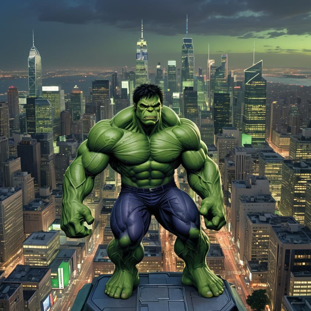 Hulk and Wolverine in Cityscape Art