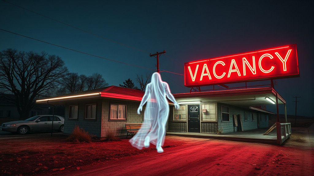 Deserted Motel With Ghostly Figure