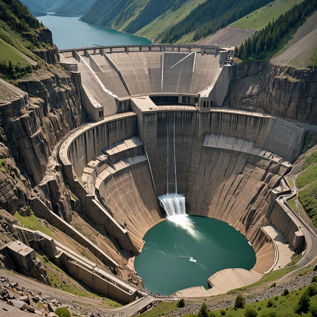 Hydroelectric Dam and Mountain Valley