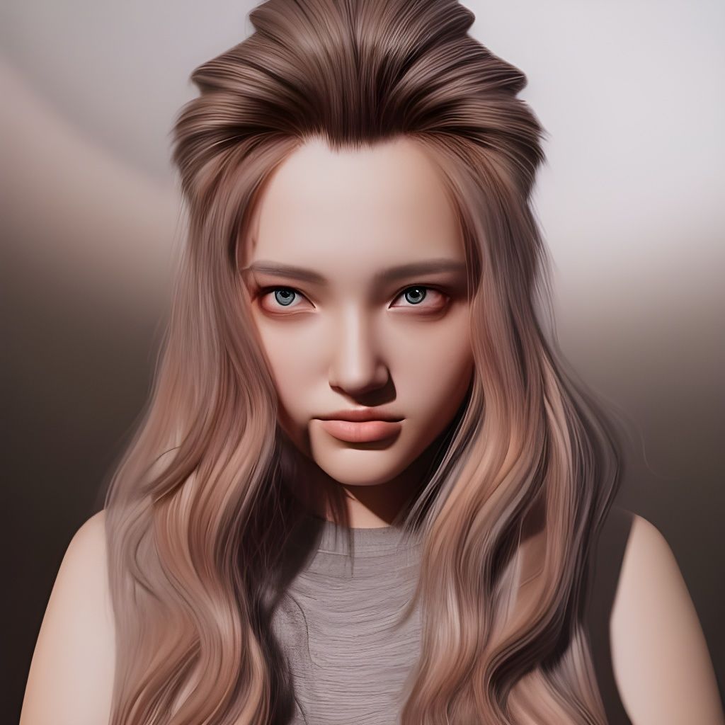 Voluminous Haired Woman Portrait in Hyperrealistic Style