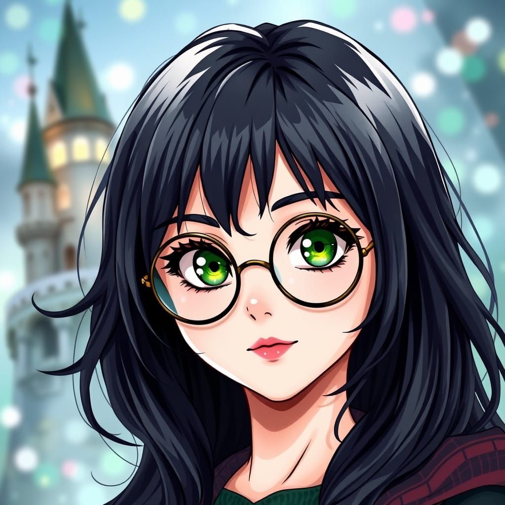 Anime-Style Female Harry Potter Vector Drawing