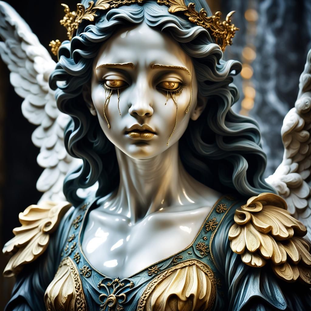 Gothic Angel Statue in Baroque Style