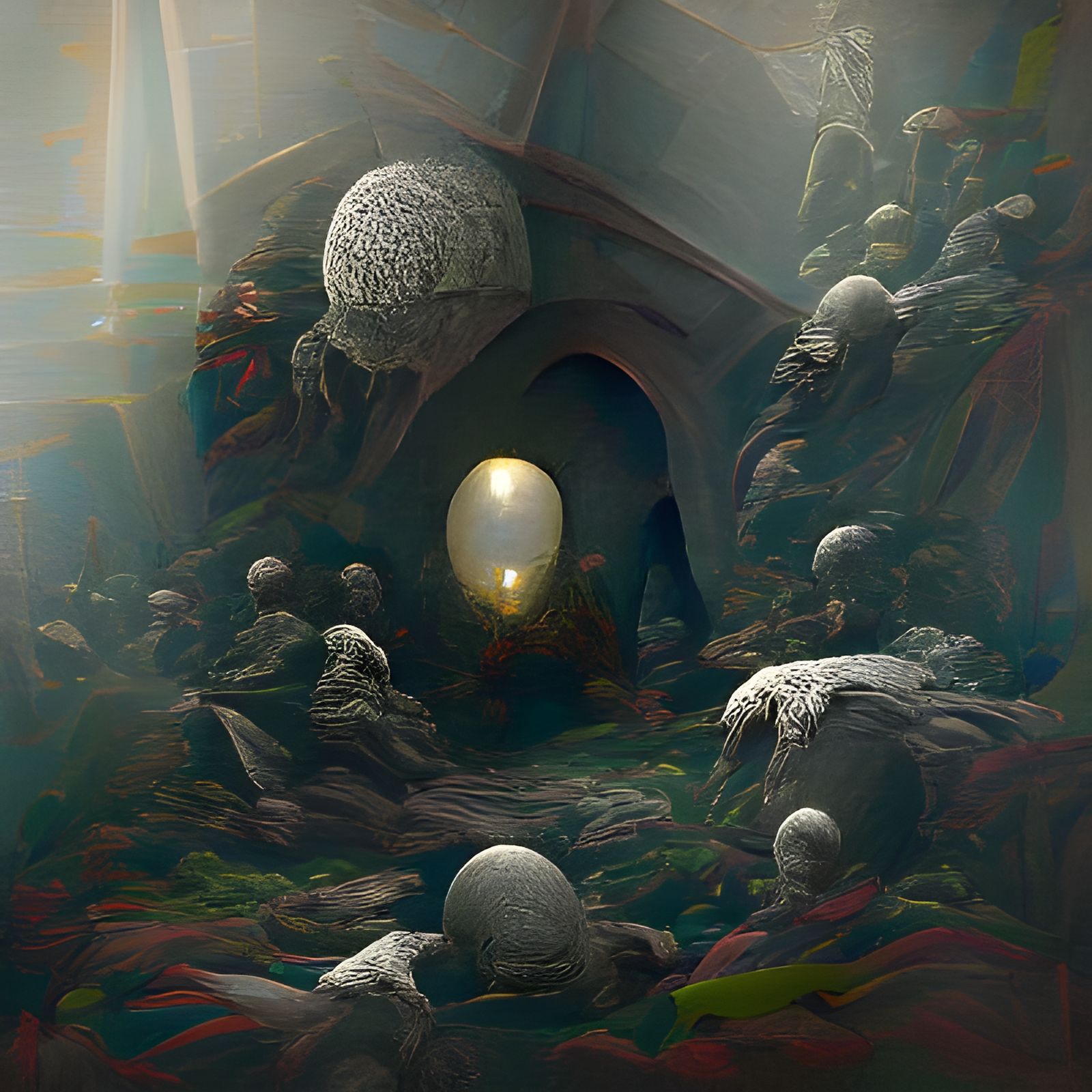 Dystopian Light Orbs in Surreal 3D Render