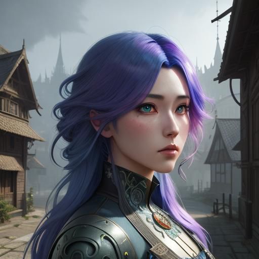 Police woman in grimdark village