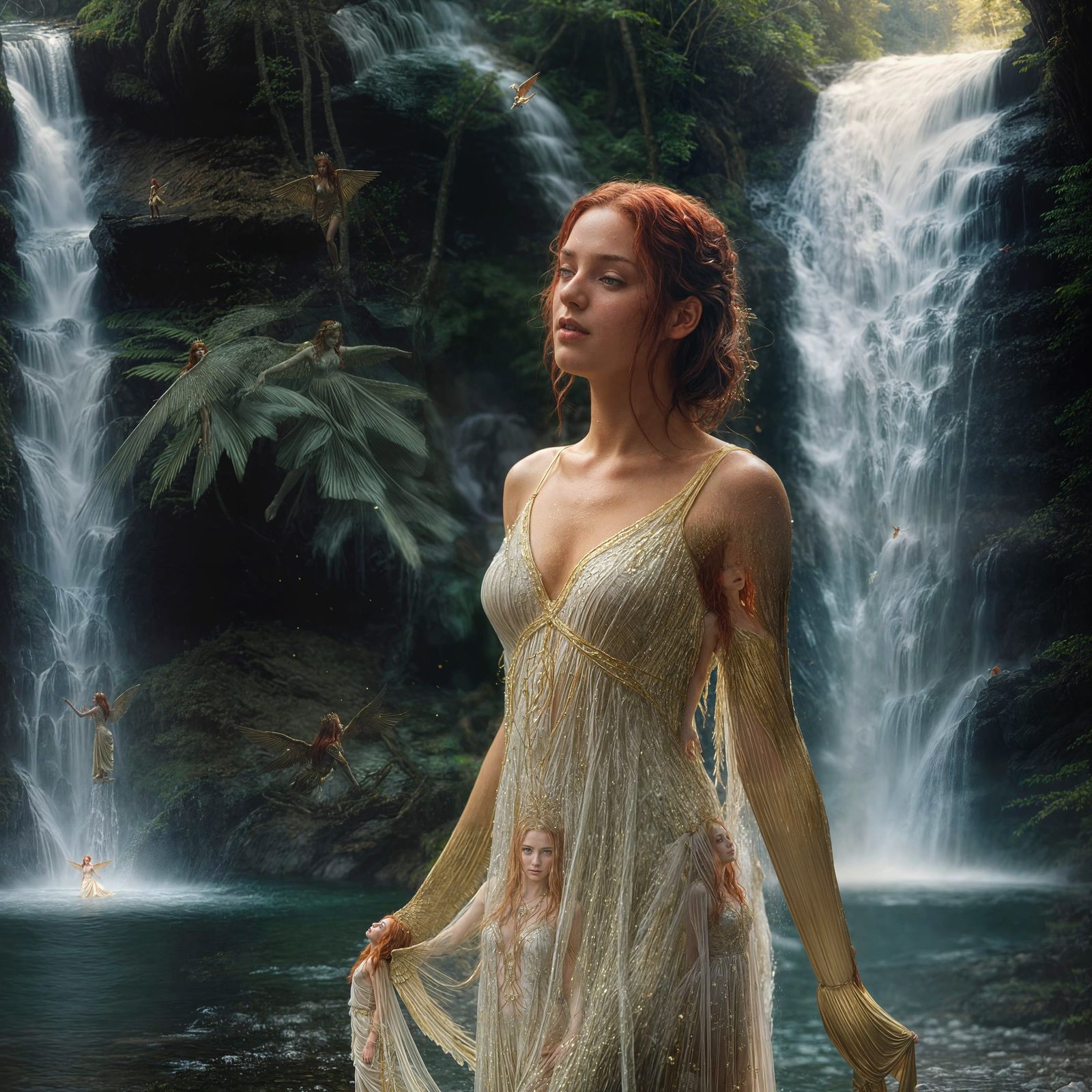 Majestic Waterfall Fairy in Cinematic Hyper Realism