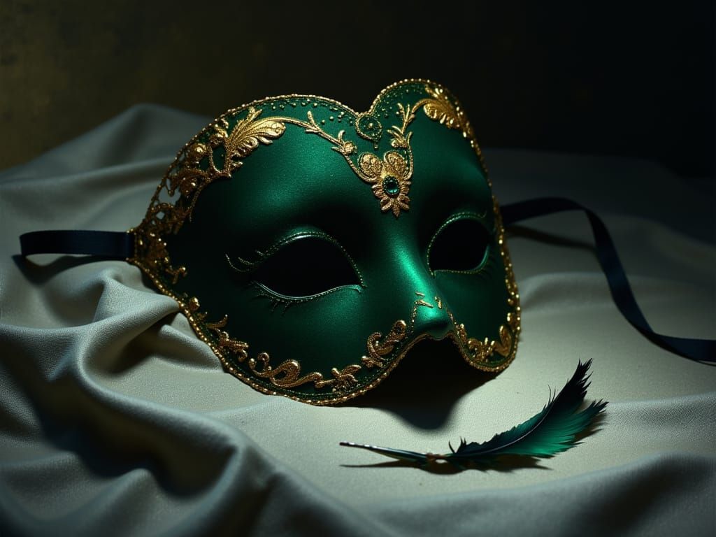 Elegant Velvet Opera Mask with Gold Filigree