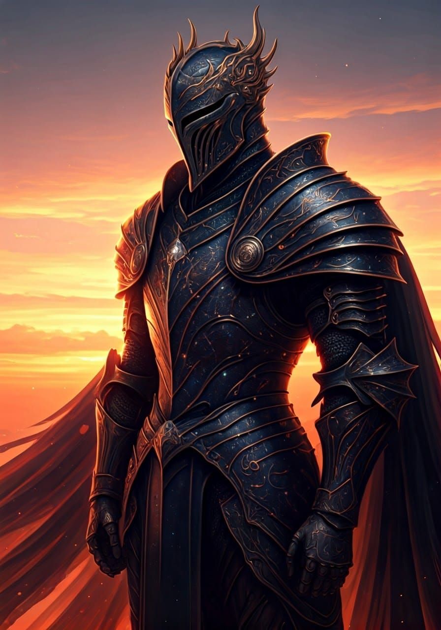 Galactic Knight in Bronze Armor: Digital Concept Art