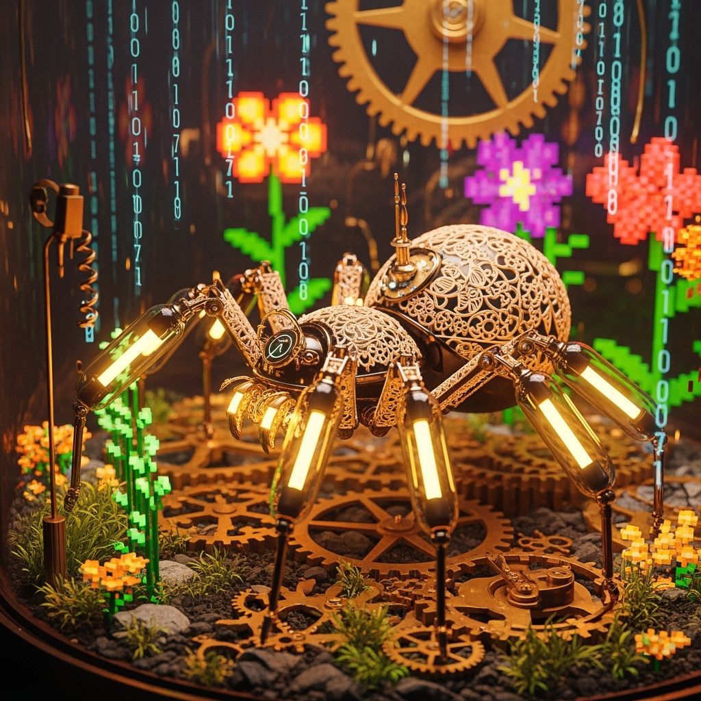 Steampunk Arachnid in Digital Terrarium