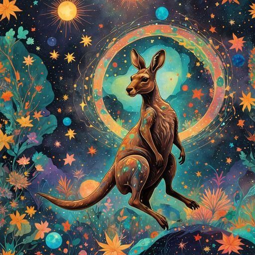 Kangaroo's Cosmic Leap: A Contemporary Art Piece