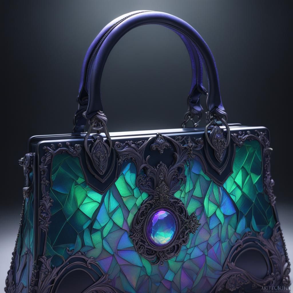 Ethereal gothic holographic blue Multi chromatic handbag wit...