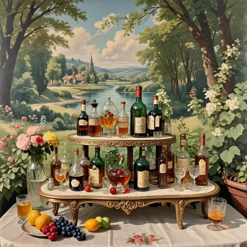 Victorian French Liquor Display in Summer