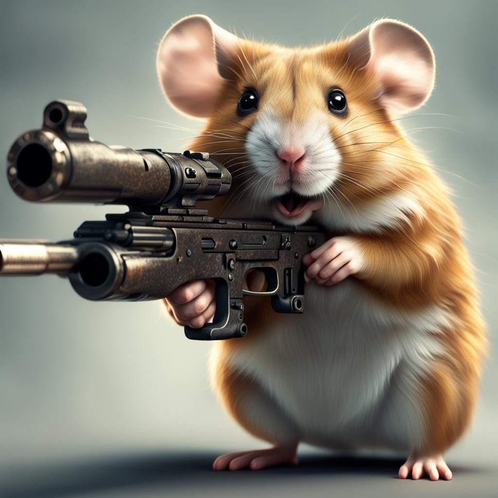 Hamster with Gun: Dramatic Digital Matte Painting