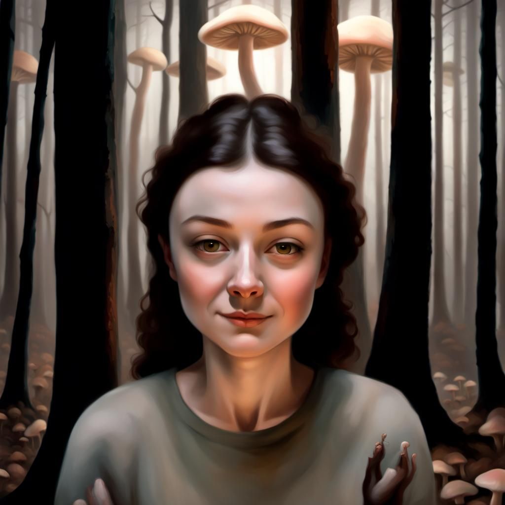 Mystical Forest Figure in Impressionist Oil Painting