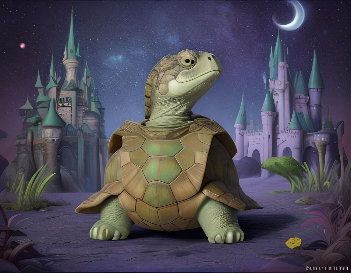 Fantasy Turtle Kingdom With Relaxing Rabbits