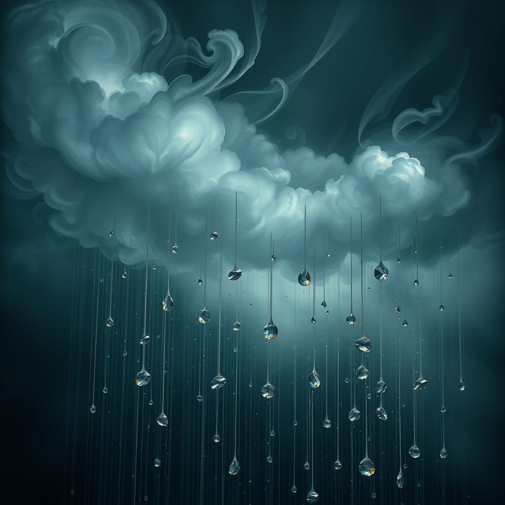 dark, cloudy sky made of stringe where rain clouds are intri...