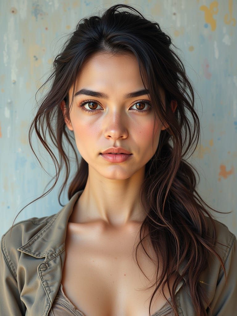 Hyperrealistic Portrait of a Young Woman in Soft Studio Ligh...