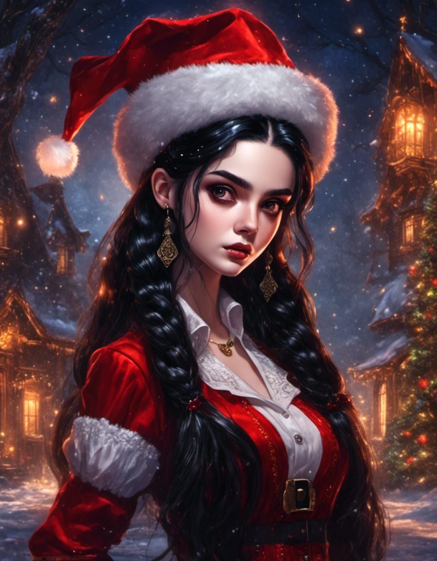 Gothic Girl Portrait in Stained Glass Style