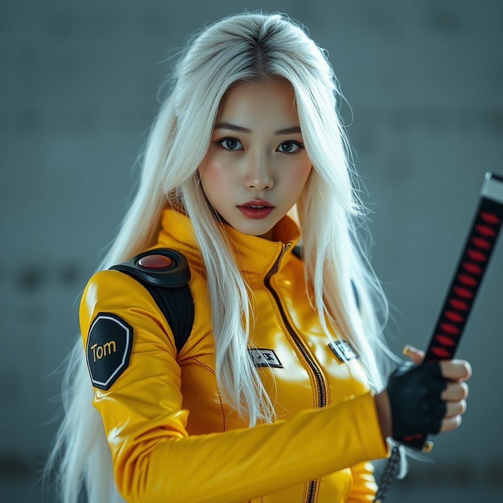 Cyberpunk Asian Woman with Samurai Sword