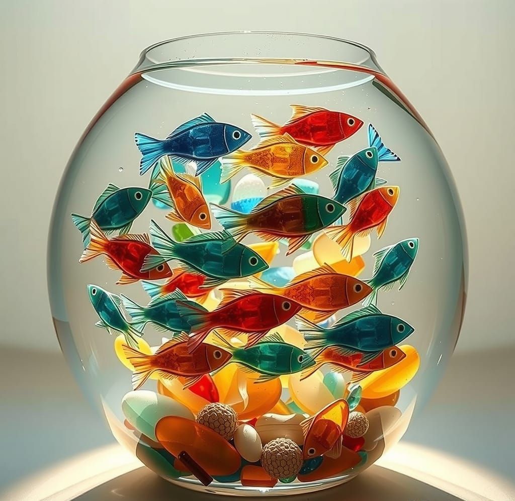 Sea Glass Sculpture Fish Tank Art