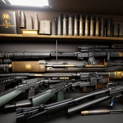 Photorealistic, Ultrarealistic sci fi fantasy rack of modern...