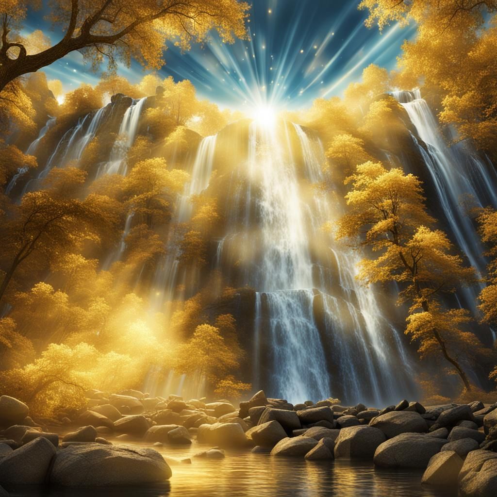 Stunning Crystal Waterfall with Glittering Light