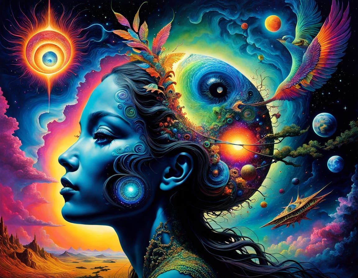 Vibrant Cosmic Tapestry of Interconnected Thoughts and Emoti...