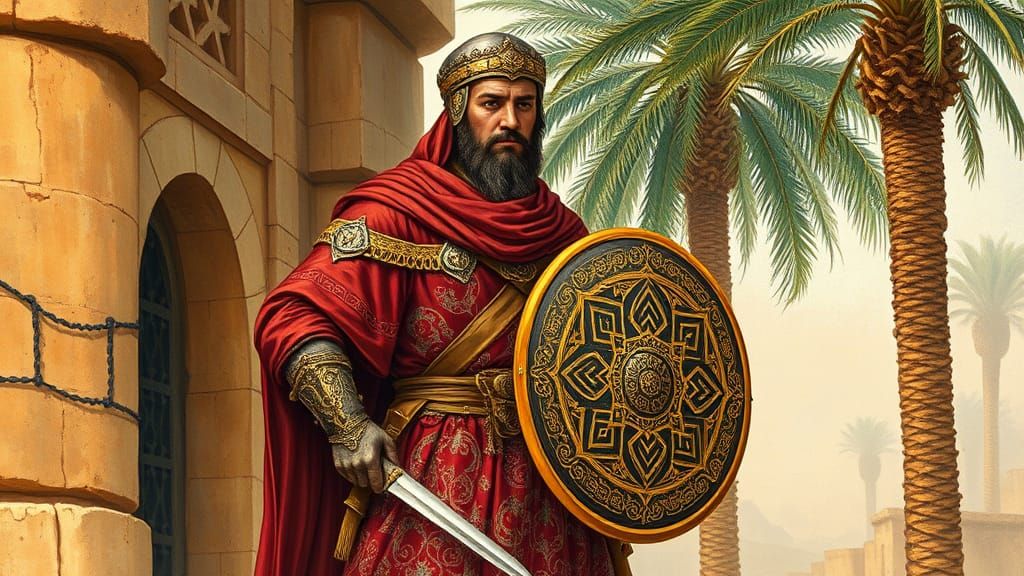 Medieval Middle Eastern Warrior in Richly Ornate Armor