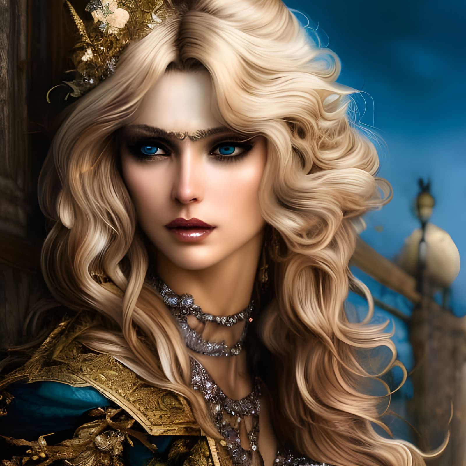 Gorgeous Woman in Barbed Wire, Rococo Style