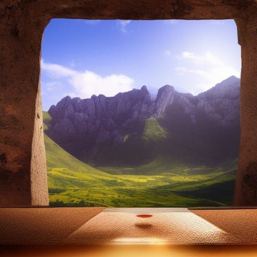 Sports Car at Valley Overlook in Retrofuturist Style