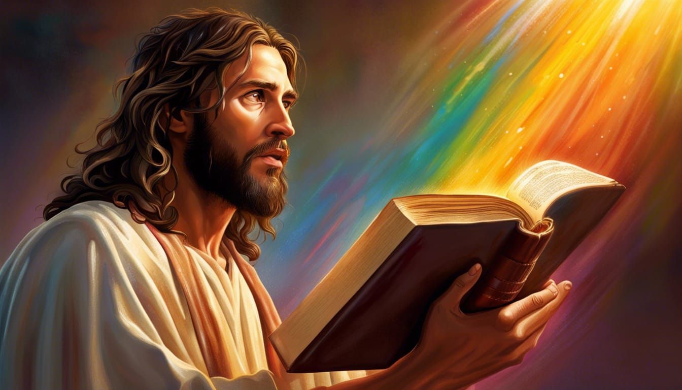 Hyperrealistic Jesus Christ Portrait with Bible