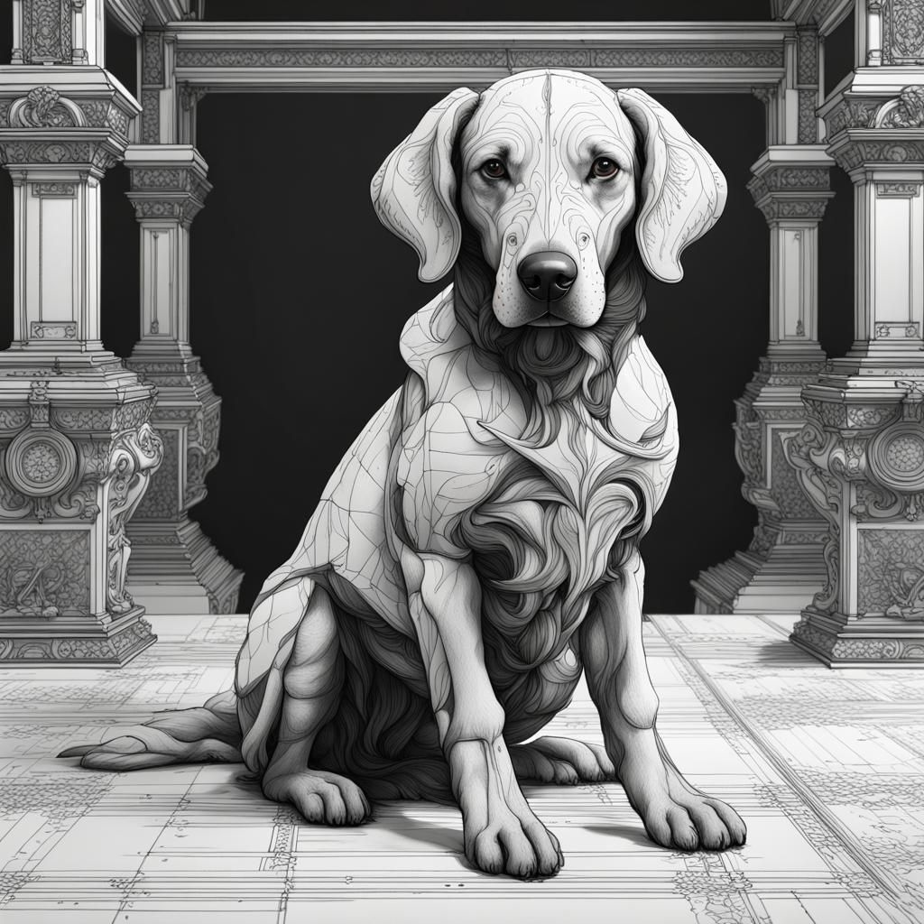 Dog in Style of Dürer: Technical Drawing