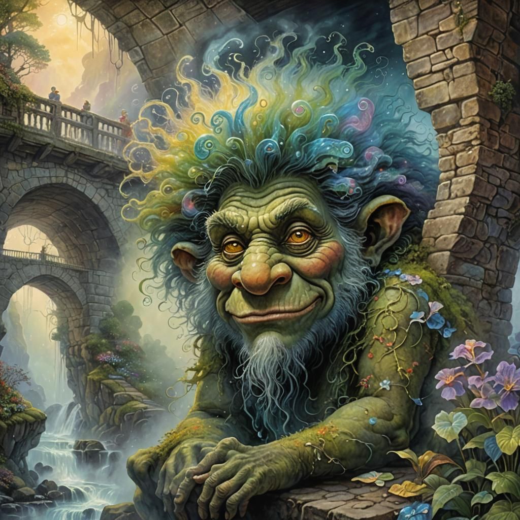 Ethereal Troll Contemplates Question Under Bridge