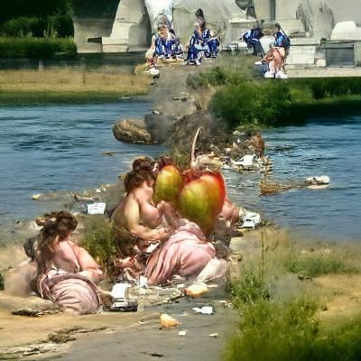 Rococo Goddesses' Riverside Feast