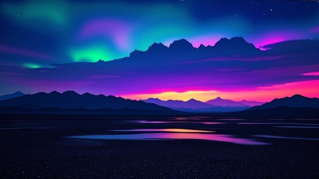 Desolate Landscape with Striated Sky and Lightning