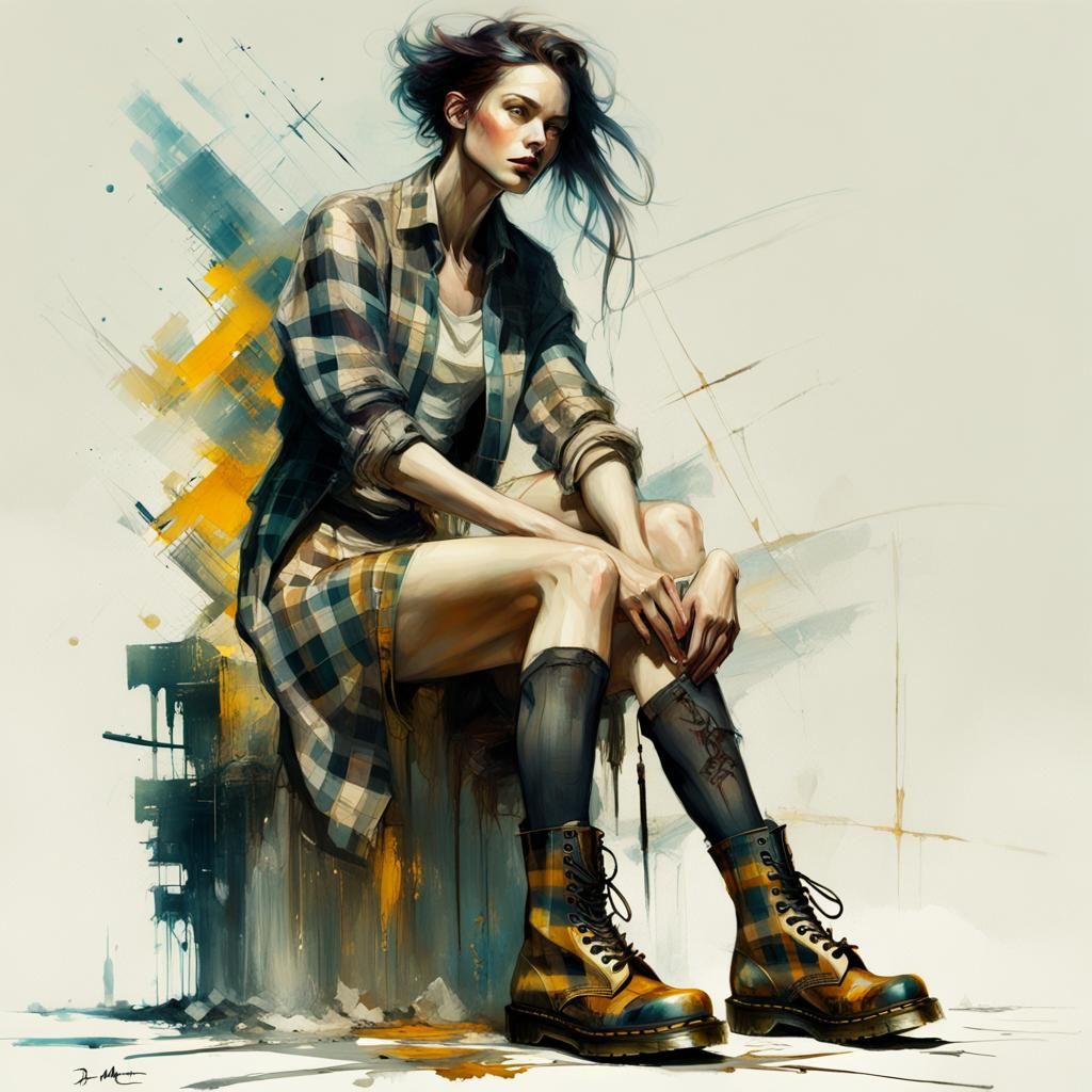 Plaid Model in Fantasy Art Style