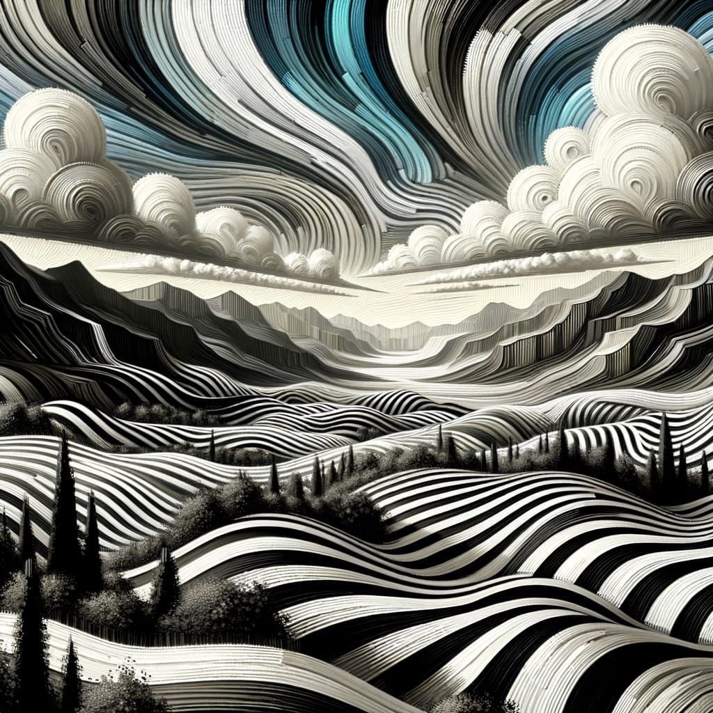 Striped Landscape in Maximalist Impressionist Style