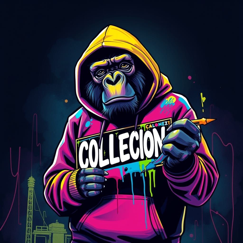 Gorilla Street Artist in Urban Graffiti Style