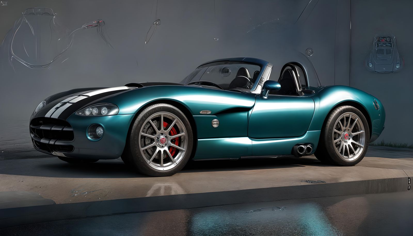 Dodge Viper and Shelby Cobra Hyperrealistic Mashup