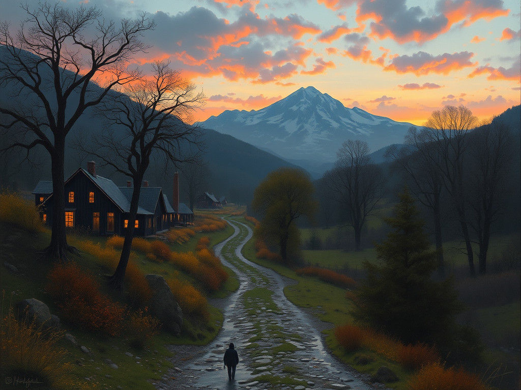 Valley of Twilight Nocturne in Luminist Style